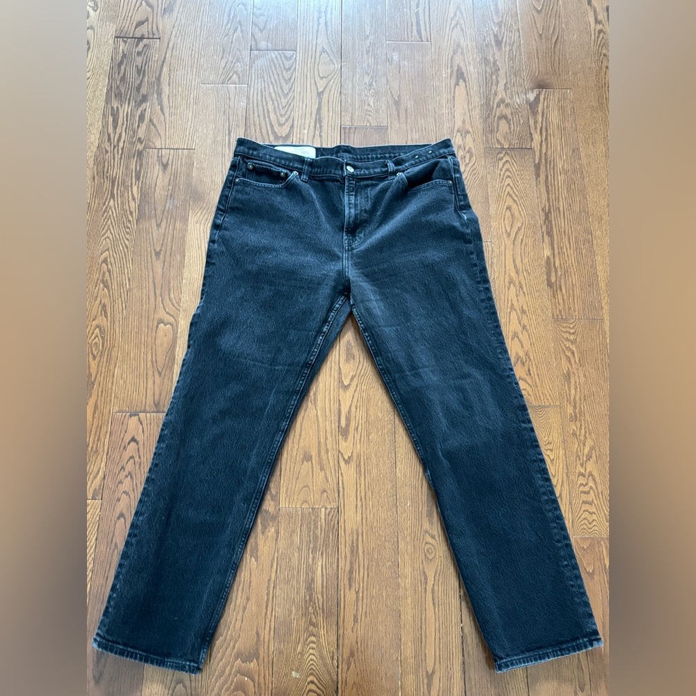 GAP Black 90s High Rise Straight Leg Jeans Distressed Denim Acid Wash 16r 30in
